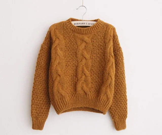 Women Sweaters Warm Pullover Jumpers Mohair Pullover Twist Pull Jumpers Autumn