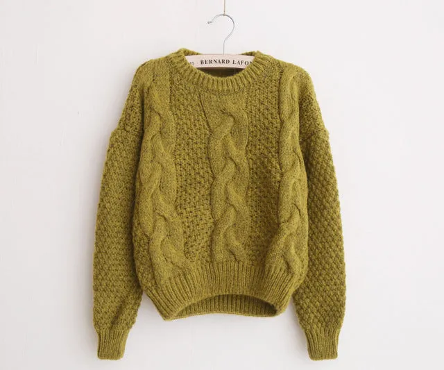 Women Sweaters Warm Pullover Jumpers Mohair Pullover Twist Pull Jumpers Autumn
