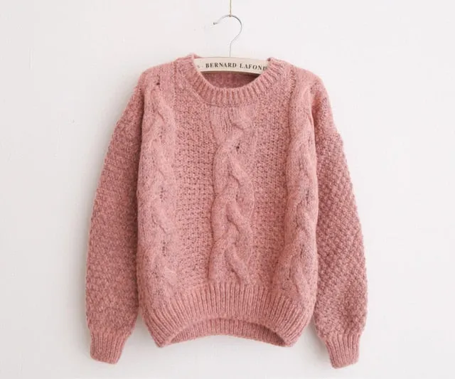 Women Sweaters Warm Pullover Jumpers Mohair Pullover Twist Pull Jumpers Autumn
