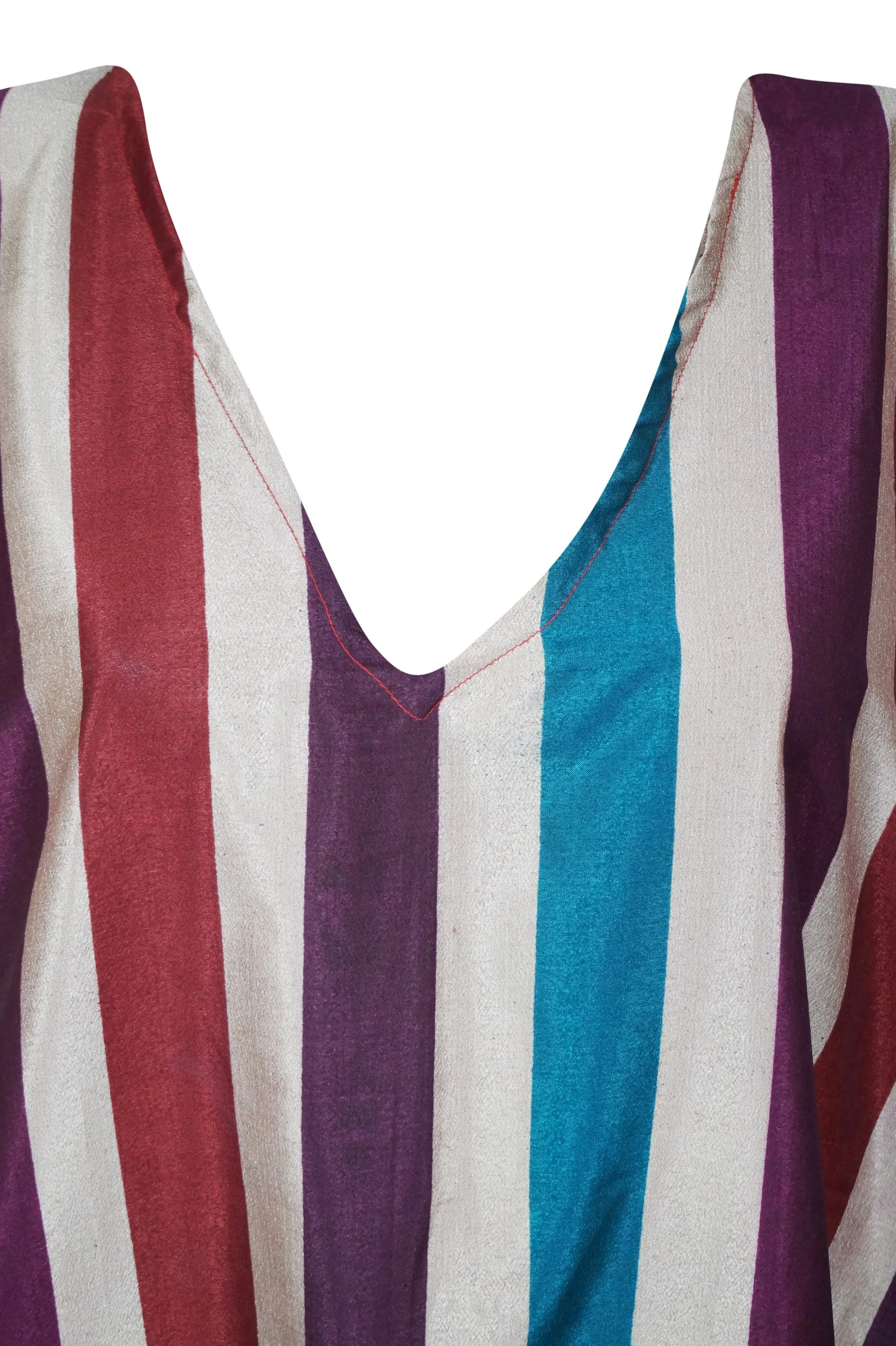 Womens Flowy Kaftan Maxi Dress, Purple ColorFul Stripe Printed Caftan, GIFT FOR MOM, Lightweight Recycle Sari Dresses L-2XL, One size