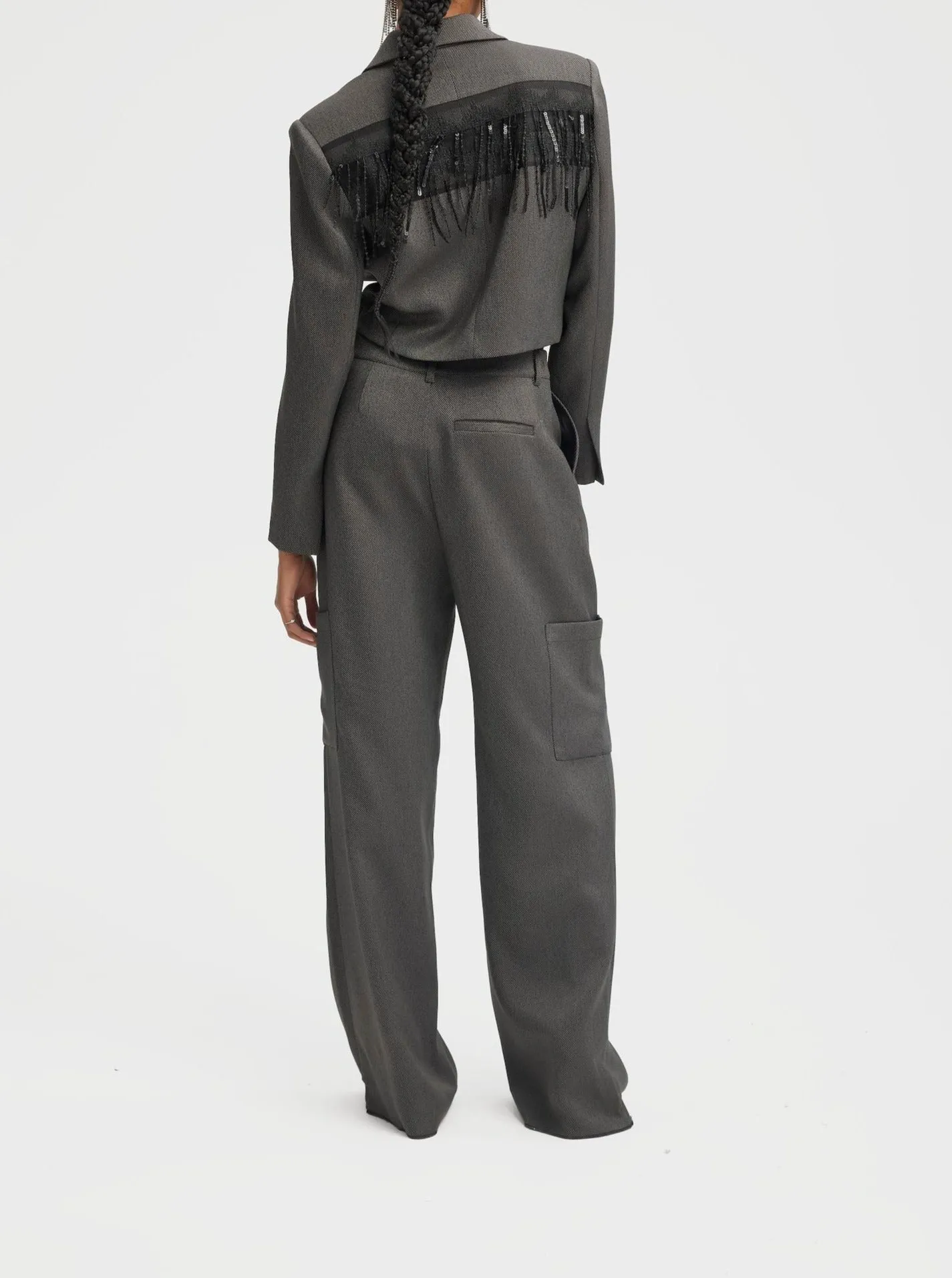YSELLAGZ TROUSERS | WOOLEN TWILL GREY/BLACK